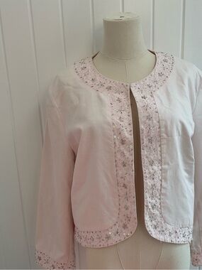 H&M Light Pink Embellished Cropped Jacket